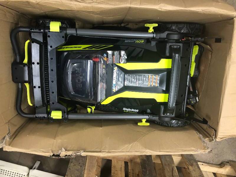 lot 103 image: Ryobi 20 in. 40-Volt Brushless Lithium-Ion Cordless Self-Propelled Walk Behind Mower with 5.0 Ah BatteryCharger Included IN WORKING CONDITIONS