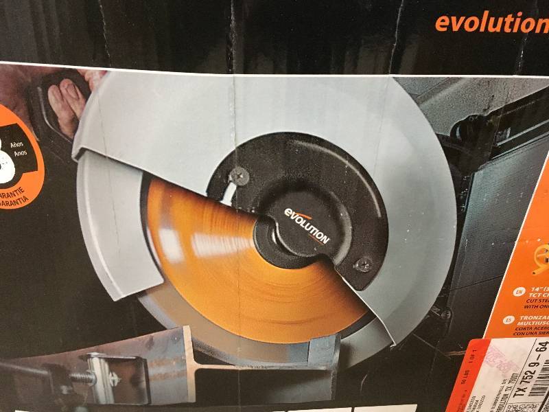 lot 95 image: Evolution 18 amp 14 Rage 2 TCT Multipurpose Chop Saw in like new condition