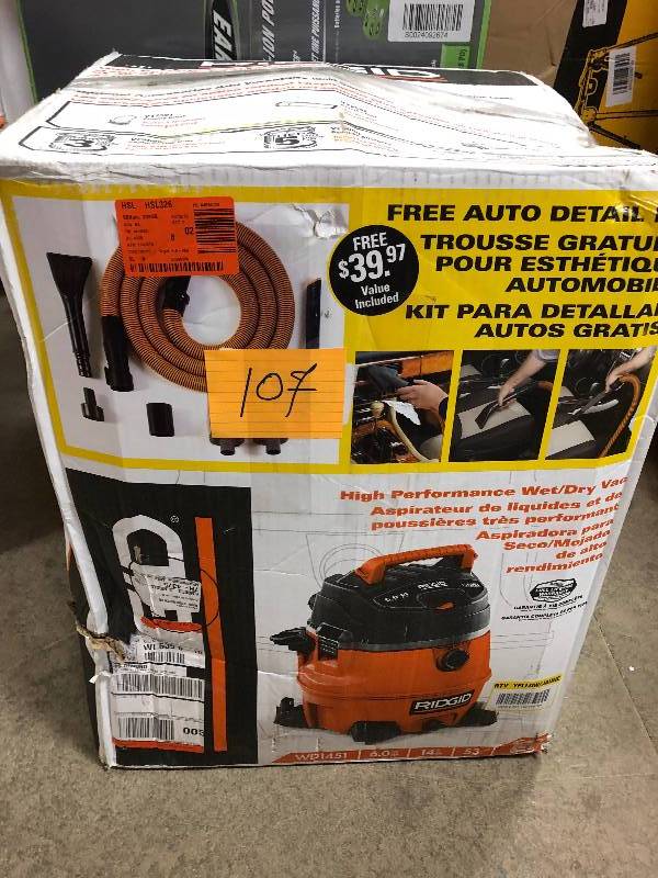 lot 107 image: Ridgid 14 Gal. 6.0-Peak HP Wet Dry Vac