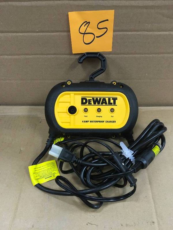 lot 85 image: Dewalt 4 Amp Professional Waterproof Battery Charger in working conditions