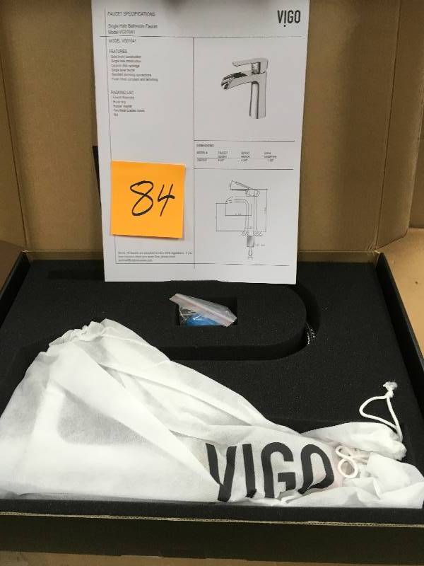 lot 84 image: Vigo Paloma Single Hole Single-Handle Bathroom Faucet in Chrome