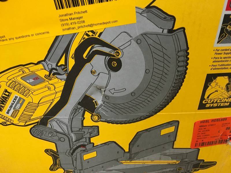 lot 81 image: Dewalt FLEXVOLT 120-Volt MAX Lithium-Ion Cordless Brushless 12 in. Miter Saw w AC Adapter, (2) Batteries 2Ah and Charger in working condition