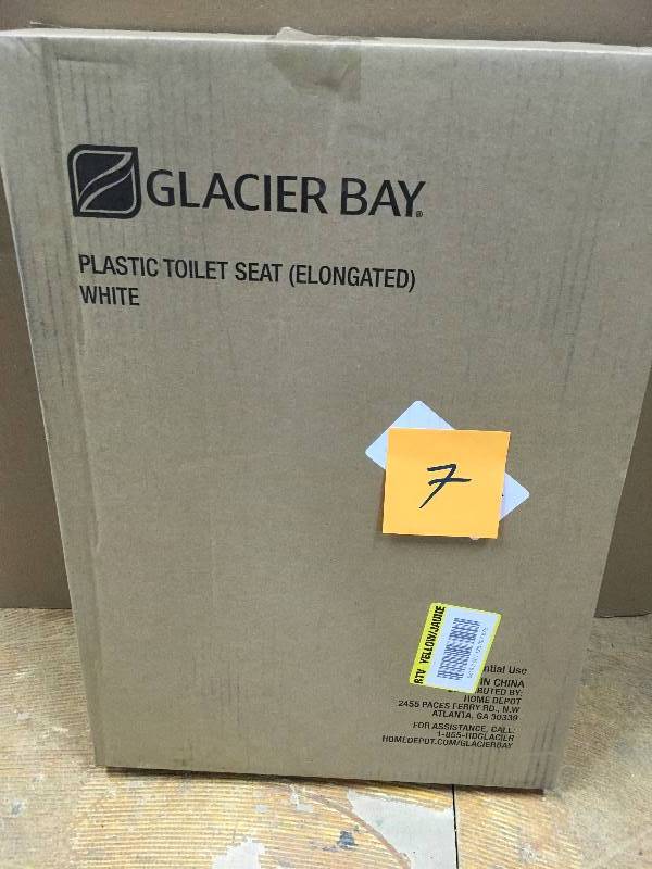 lot 7 image: Glacier Bay Elongated Slow Closed Front Toilet Seat with Quick Release Hinges in White