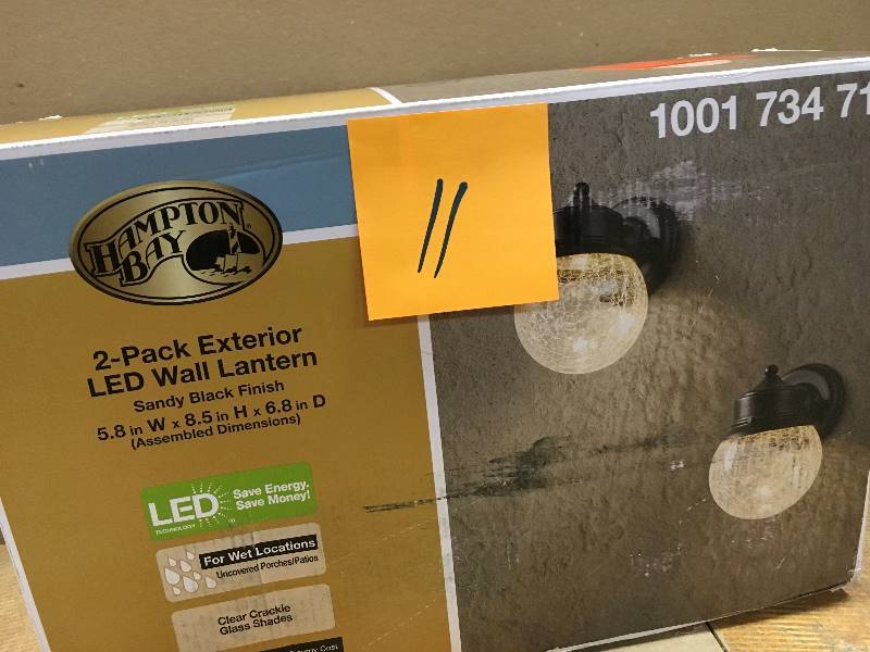 lot 11 image: Hampton Bay Sandy Black Outdoor LED Wall Mount Lantern 2-Pack