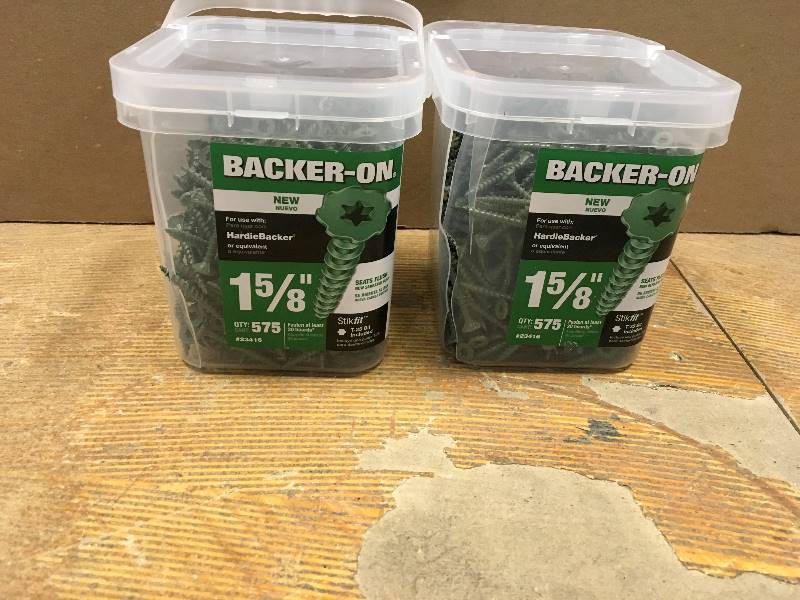 lot 16 image: Backer-on #9 x 1-58 in. Serrated Head Star Drive Cement Board Screws (575-Pack)
