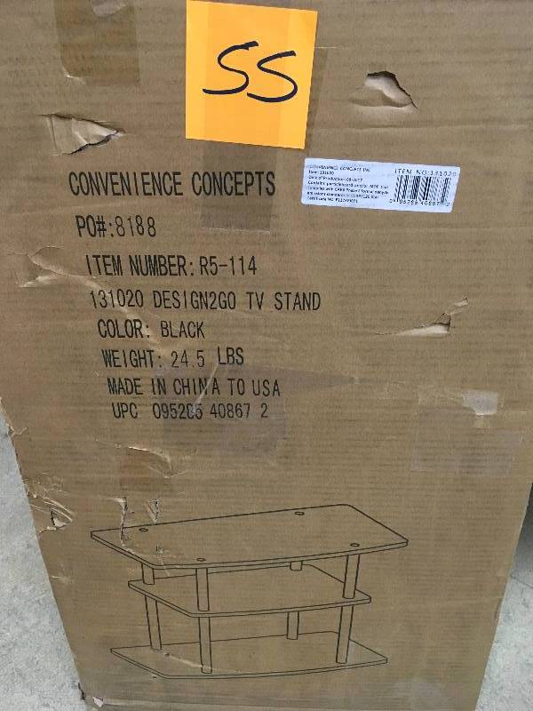 lot 55 image: Convenience Concepts Designs2Go 3-Tier TV Stand R5-114