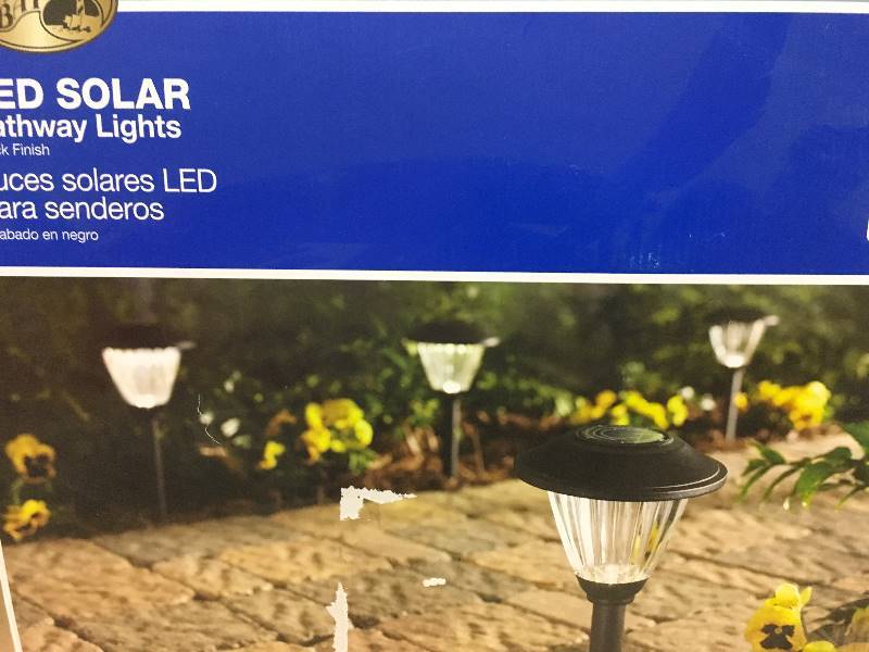 lot 56 image: Hampton Bay Solar Black Outdoor Integrated LED Landscape Path Light with Ribbed Pattern Glass Lens 8-Pack