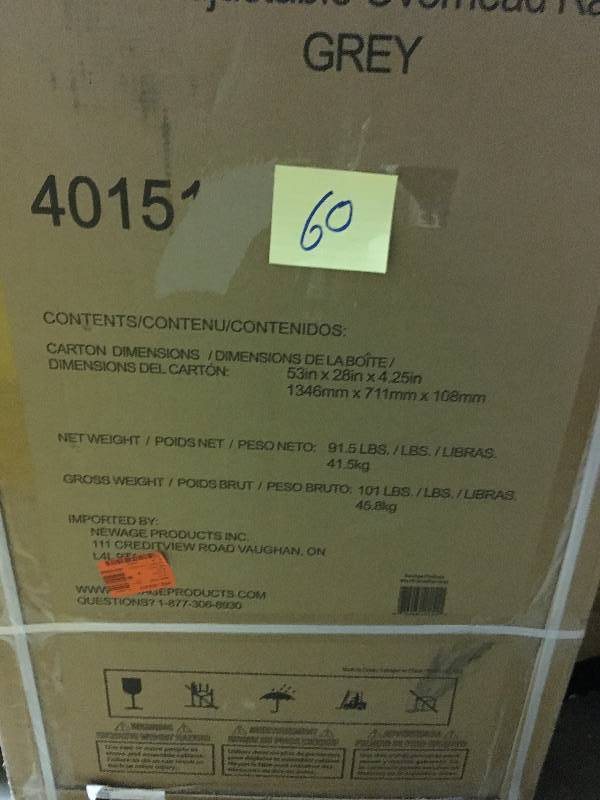 New Age Performance 96 in. L x 48 in. W x 42 in. H Adjustable VersaRac Ceiling Storage Rack in Gray not used