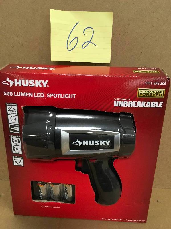 Husky 500 Lumen LED Long Range Handheld Spotlight __ Virtually Unbreakable new