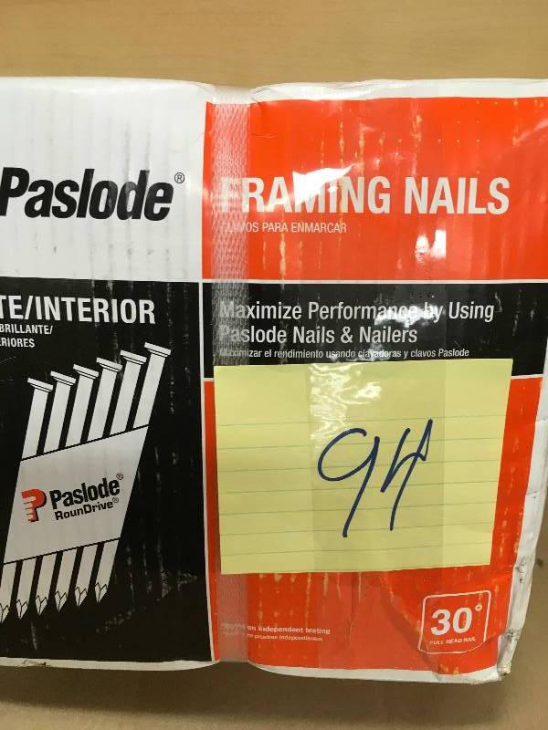 Paslode 3 in. x 0.120-Gauge 30-Degree Brite Smooth Shank Paper Tape Framing Nails (2500 per Box) not used