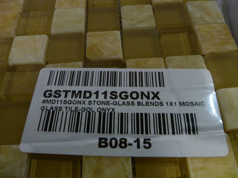lot 33 image: NEW 2 Boxes Marble Discount Honey Onyx 12 x 12 Glass and Stone Mosaic Tile