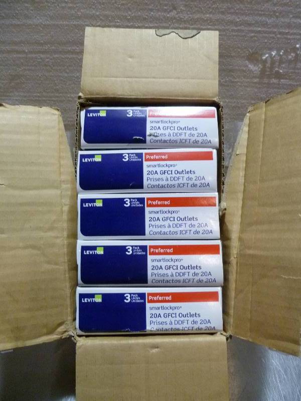 lot 36 image: NEW 15 Leviton 20Amp GFCI Outlets