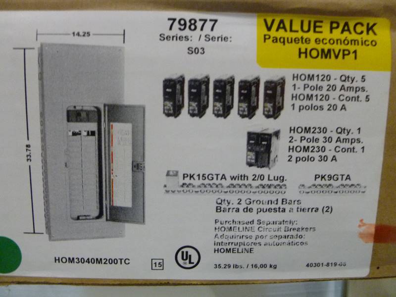 lot 37 image: NEW 200 Amp Load Center w Bonus Pack