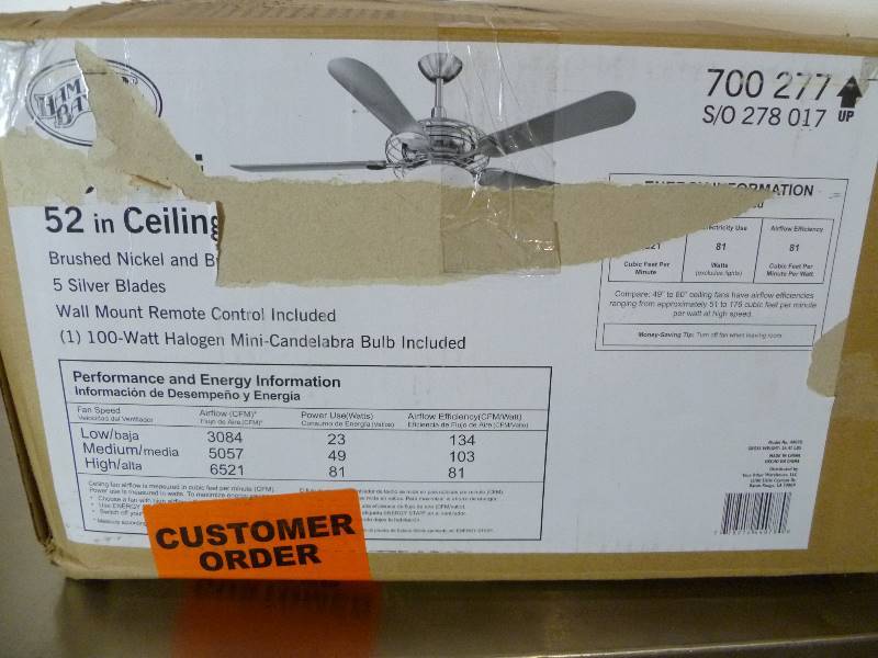 Hampton Bay Vercelli 52 Brushed Nickel Ceiling Fan Outdoor