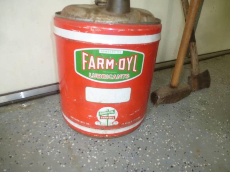 lot 13 image: Antique Farm Oil Gas Can & Hammers