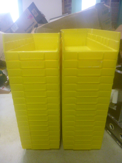 lot 126 image: 32 Yellow Plastic Parts Bins