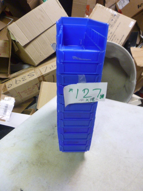 lot 127 image: 18  Blue Plastic Parts Bins