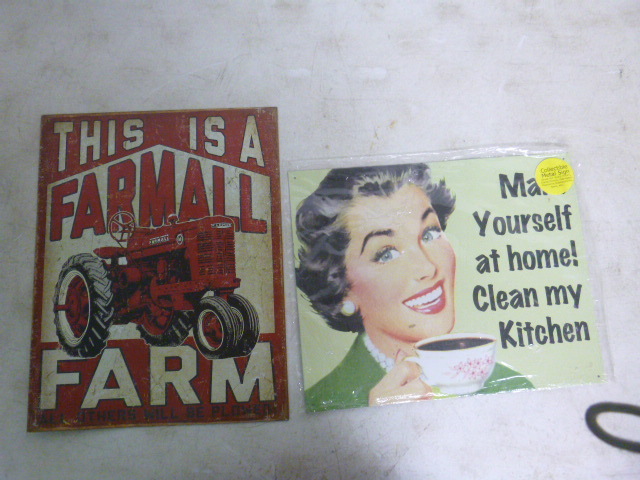 lot 172 image: Farmall and Make Yourself At Home Tin Signs