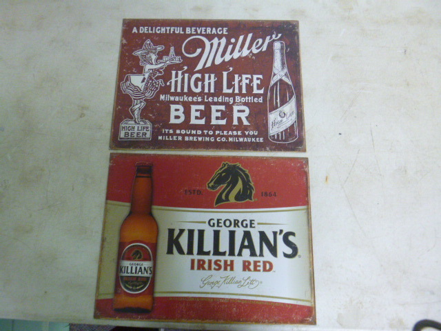 lot 173 image: Miller High Life and Killans Irish Red Beer Tin Signs