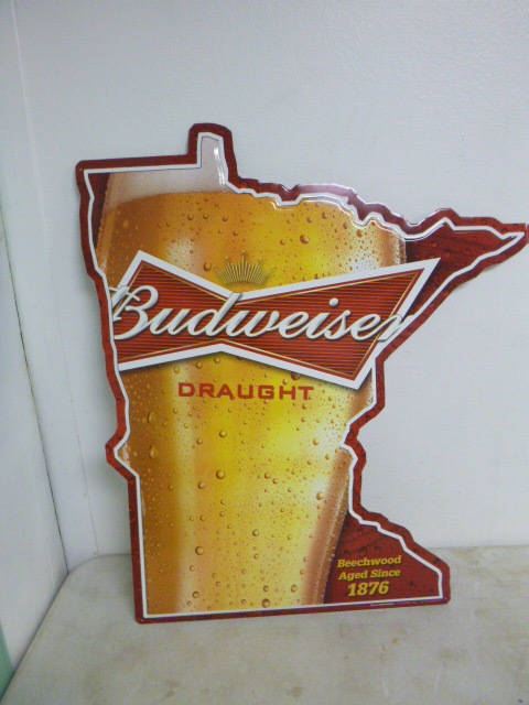 lot 177 image: Budweiser Draught Beer Tin Sign