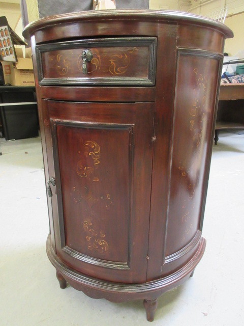 lot 703 image: SOLID WOOD HALF MOON CABINET