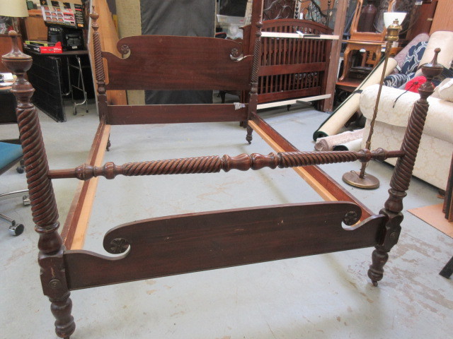 lot 706 image: OLD WOODEN FULL SIZED BED