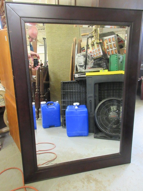 lot 722 image: BEVELED GLASS FRAMED MIRROR