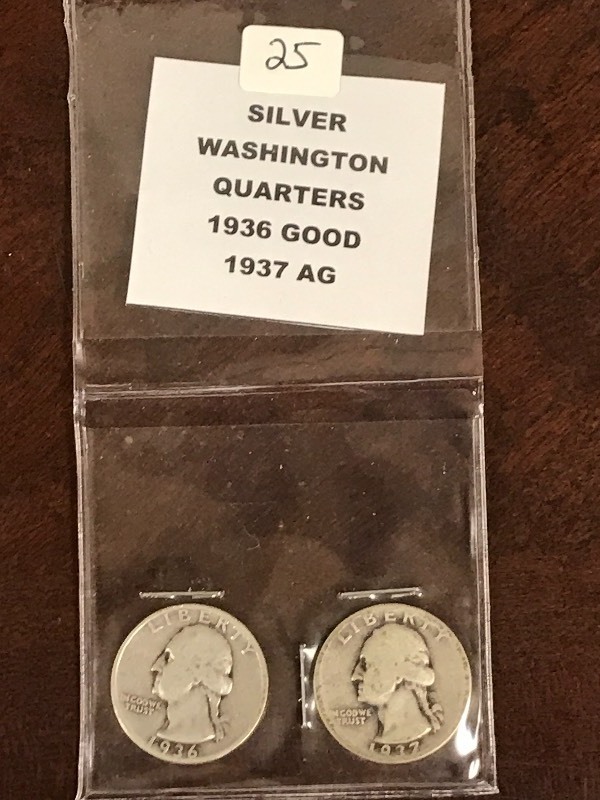 (2) Washington Silver Quarters 193...
