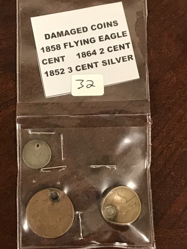 Damaged Coins 1858 Flying Eagle Ce...