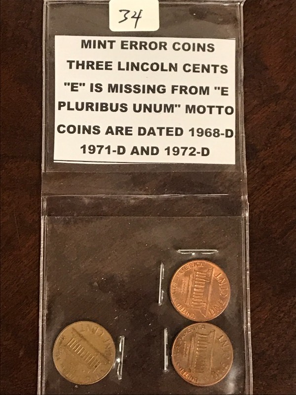 Mint Error Coins (3) Lincoln Cents...