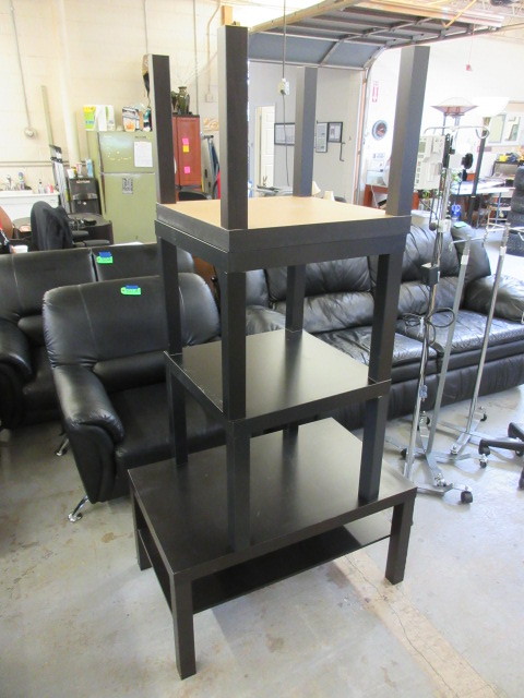 lot 809 image: BLACK COFFEE TABLE AND END TABLES