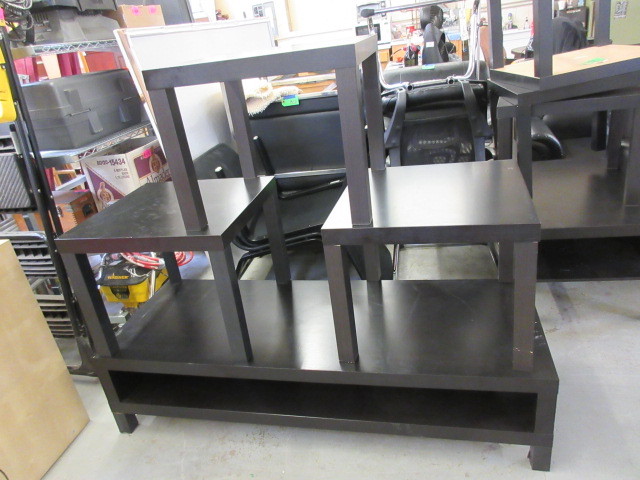 lot 810 image: BLACK COFFEE TABLE AND END TABLES