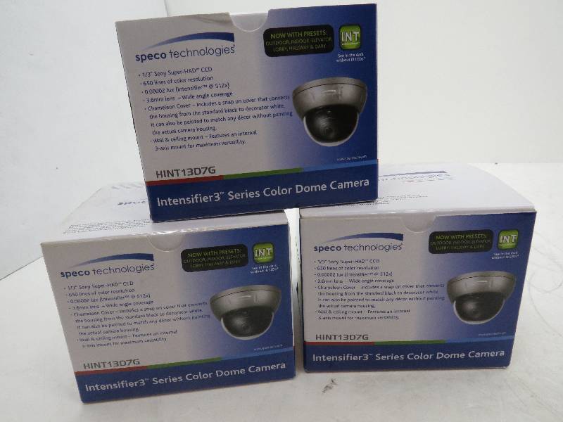lot 26 image: lot of 3 Intensifier 3 Series Color Dome Camera