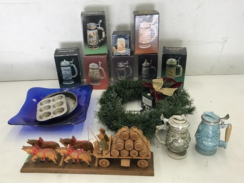 Tote Of Assorted Wooden Horse & Bu...
