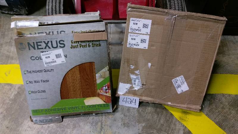 lot 424 image: Nexus 12 x 12 Self-Adhesive Vinyl Floor Tiles - Set of 100, Dark Oak Plank