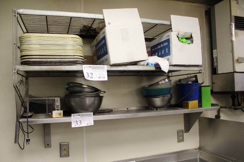 lot 33 image: Lot of (2) 3-Shelf Wall-Mount Shelving