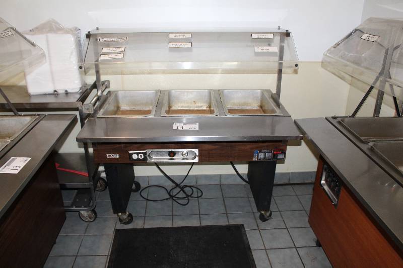 lot 14 image: Eagle Group Commercial NSF Stainless Steel 3-Bin Food Serving Cart