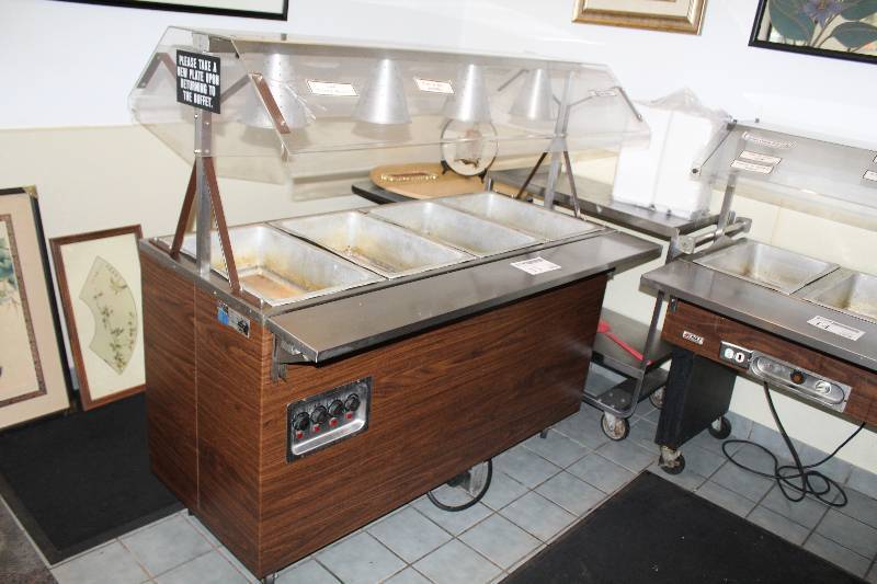 lot 13 image: Vollrath Commercial NSF Stainless Steel 4-Burner Food Warming Serving Cart