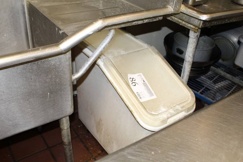 lot 86 image: Lot of (2) Plastic Storage Bins - Sugar, Flour