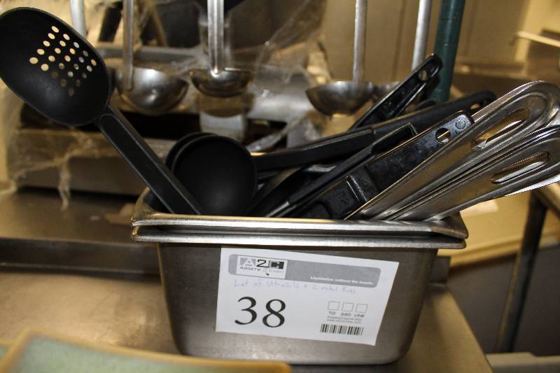 lot 38 image: Cooking Utensils, Metal Bins