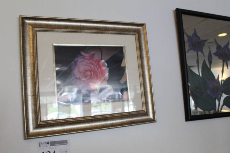 lot 124 image: Framed Matted Wall Art - Flower