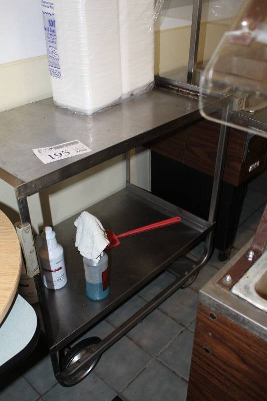lot 195 image: 2-Tier Stainless Steel Rolling Serving Cart