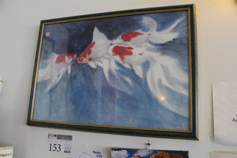 lot 153 image: Framed Matted Wall Art - Fish