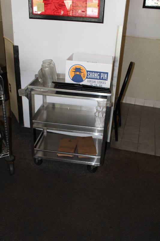 lot 164 image: 3-Tier Stainless Steel Rolling Serving Cart