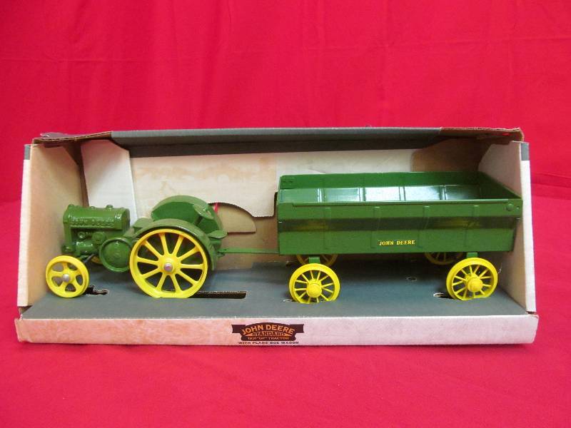 lot 8 image: John Deere Model Standard 1931 GP Tractor with Flare box wagon