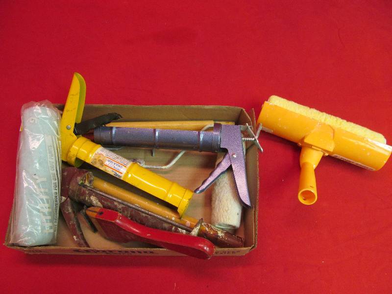 lot 48 image: Paint Supplies- Rollers, Scrapers, Caulking Guns
