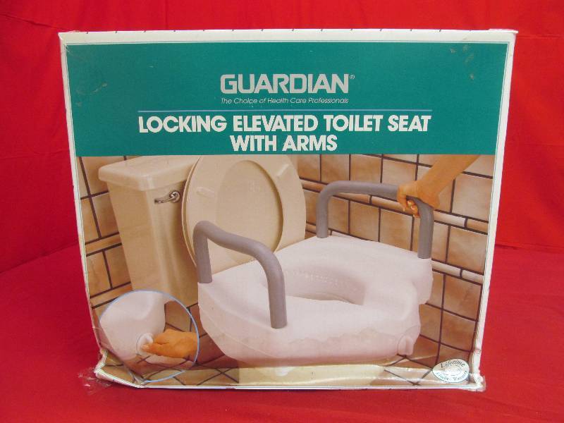 lot 58 image: NIP- Guardian Elevated Locking Toilet Seat with Arms