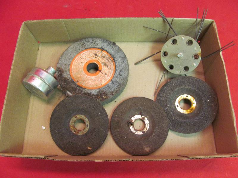 lot 176 image: Grinder Discs & Wire Brush, lawn mower muffler