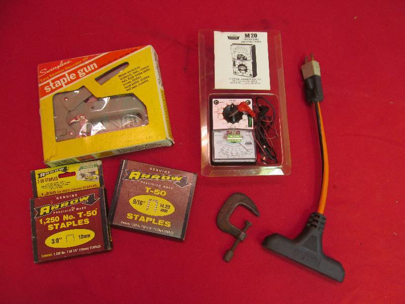 lot 188 image: Swingline Stapler with staples, Electric Power Block, M20 Multitester, Mini C Clamp