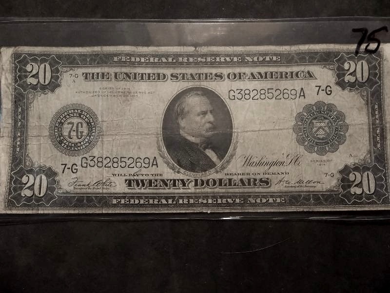 20 Dollar Federal Reserve Note 1914 Series Horse Blanket